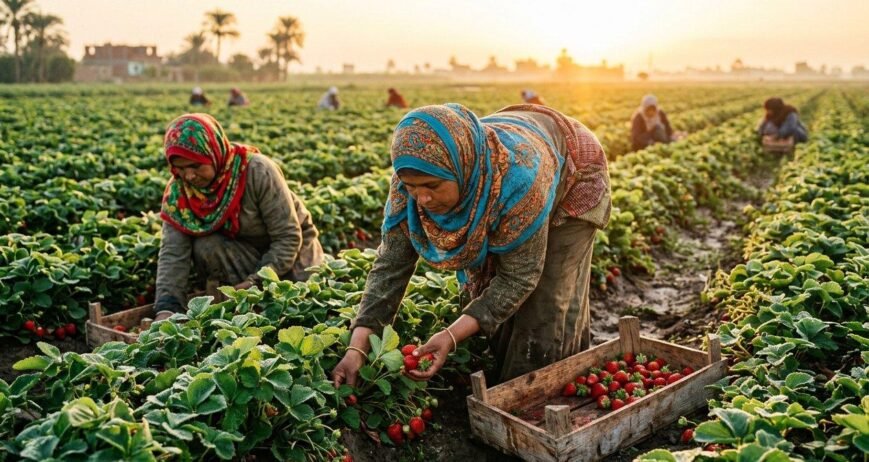 A strawberry that is red is not necessarily ready. Here is how our field teams decide the exact morning a row is picked — and why the refractometer beats the diary.