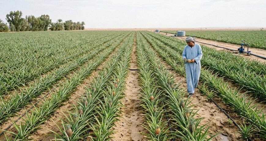 Egypt is not a pineapple country. On reclaimed sand west of the delta, a handful of growers are proving it can be — with drip lines, patience and a variety that likes the heat.